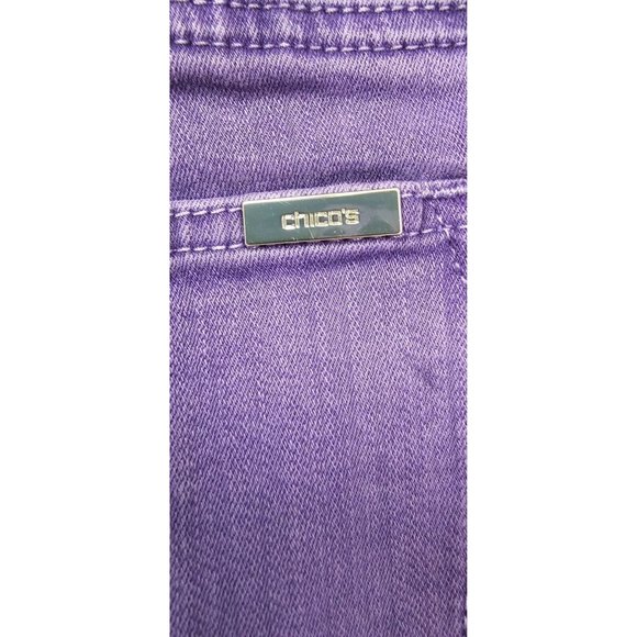 So Slimming By Chico’s Womens 0.5 Purple Tapered Stretch Mid Rise Jeans 30X31 - Picture 9 of 10